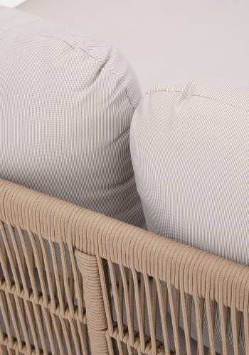 KAVE HOME Catalina dobbelt solseng, m. rygln og hynder - beige tovsnor og akacietr