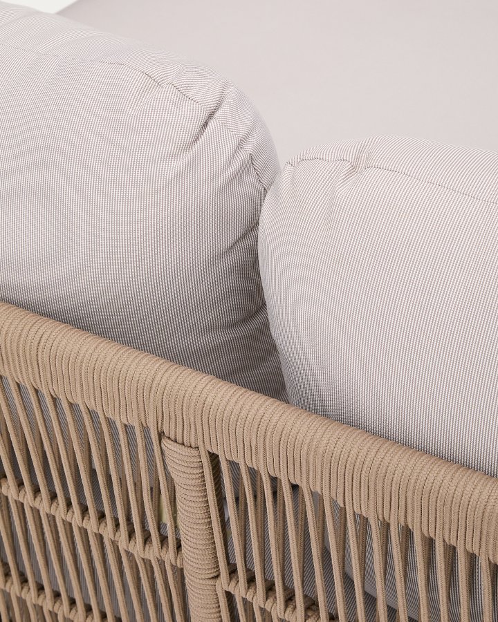 KAVE HOME Catalina dobbelt solseng, m. rygln og hynder - beige tovsnor og akacietr