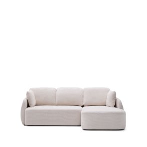 KAVE HOME Laira 3 pers. sovesofa, m. hjre chaiselong - ecru chenille stof (246cm)