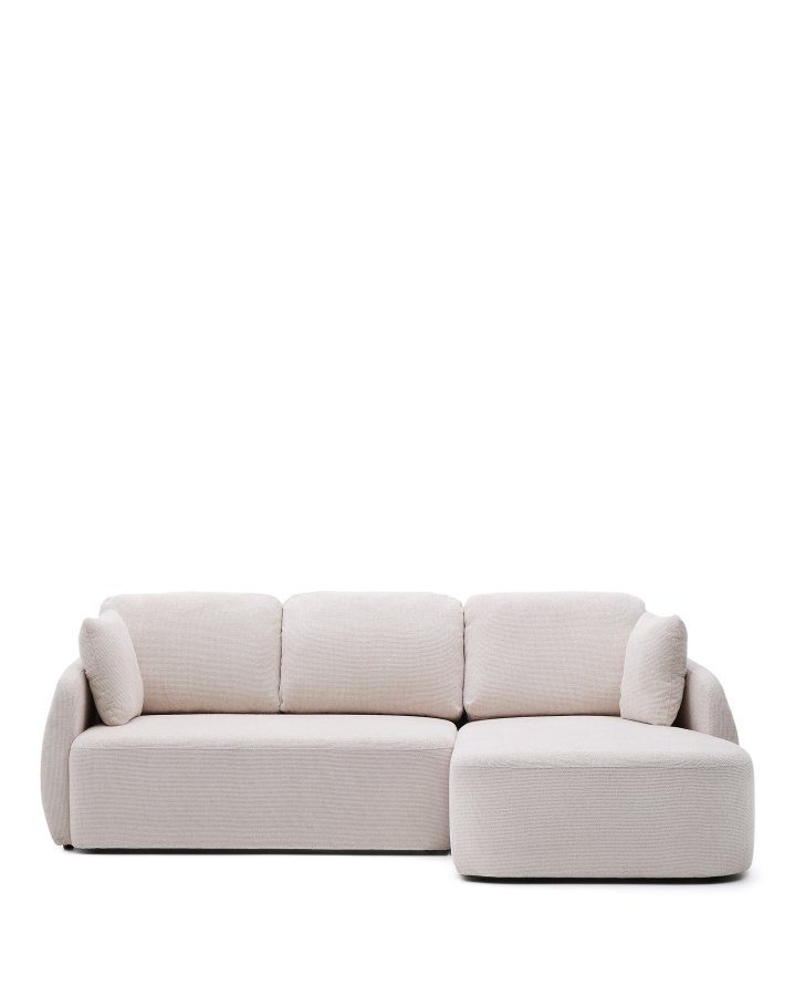KAVE HOME Laira 3 pers. sovesofa, m. hjre chaiselong - ecru chenille stof (246cm)