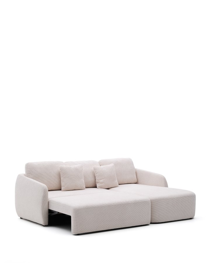 KAVE HOME Laira 3 pers. sovesofa, m. hjre chaiselong - ecru chenille stof (246cm)