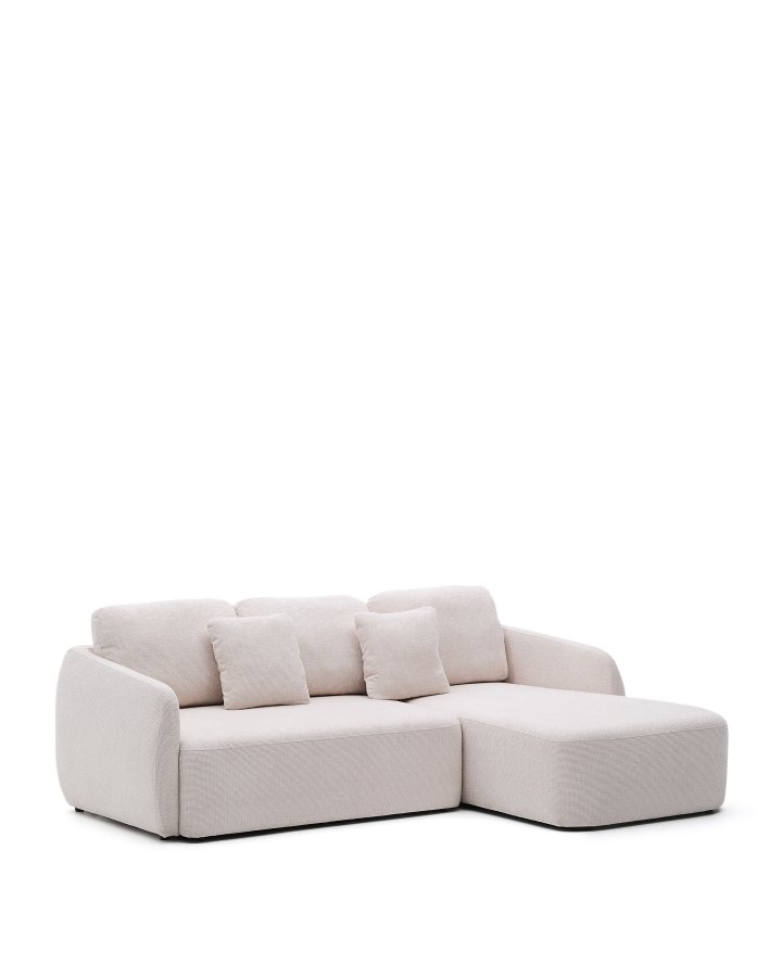 KAVE HOME Laira 3 pers. sovesofa, m. hjre chaiselong - ecru chenille stof (246cm)