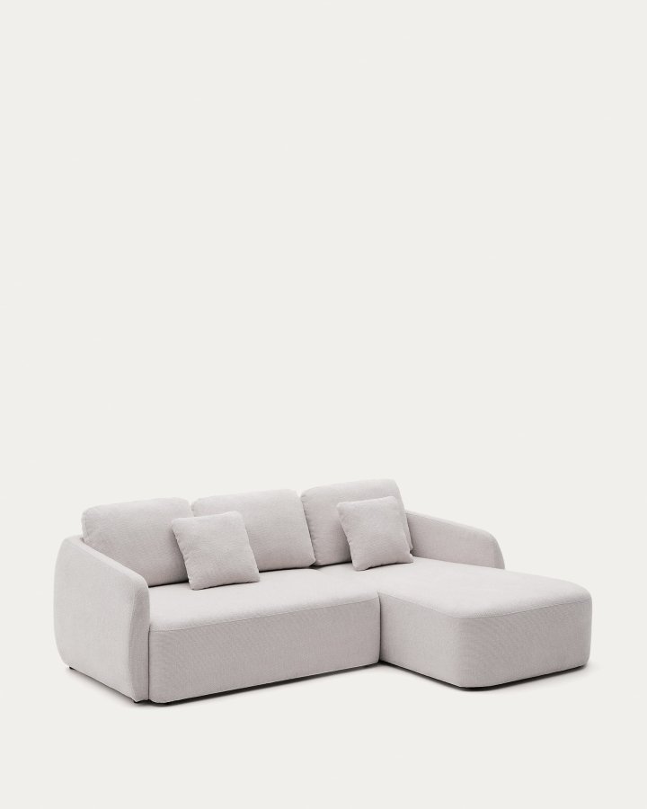 KAVE HOME Laira 3 pers. sovesofa, m. hjre chaiselong - ecru chenille stof (246cm)