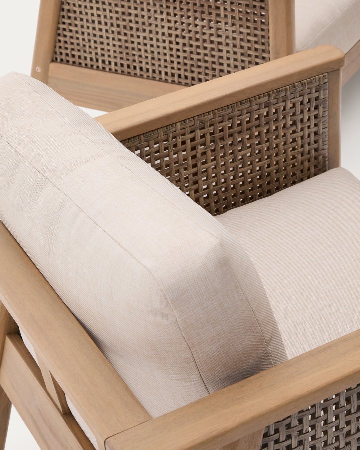 KAVE HOME Alabe udendrs loungest, m. 2-pers. sofa, 2 lnestole, 1 sofabord og hynder - akacietr