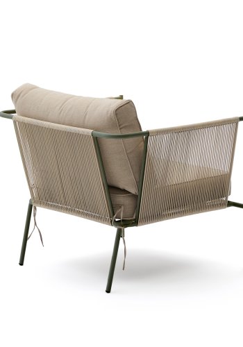 KAVE HOME Zivia udendrs lnestol i ecru tovsnor og grn galvaniseret stl