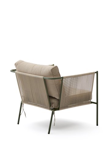 KAVE HOME Zivia udendrs lnestol i ecru tovsnor og grn galvaniseret stl