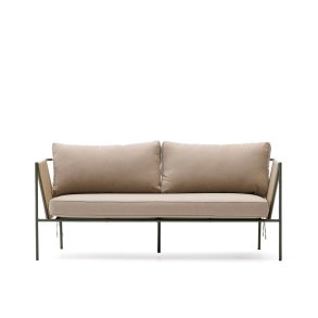 KAVE HOME Zivia udendrs 2-personers sofa i ecru rebsnor og grn galvaniseret stl 178cm