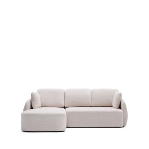 KAVE HOME Laira 3 pers. sovesofa, m. venstre chaiselong - ecru chenille stof (246cm)