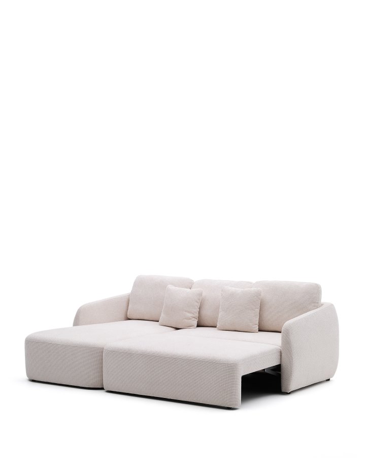 KAVE HOME Laira 3 pers. sovesofa, m. venstre chaiselong - ecru chenille stof (246cm)