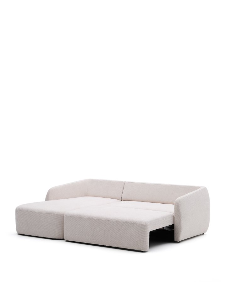 KAVE HOME Laira 3 pers. sovesofa, m. venstre chaiselong - ecru chenille stof (246cm)