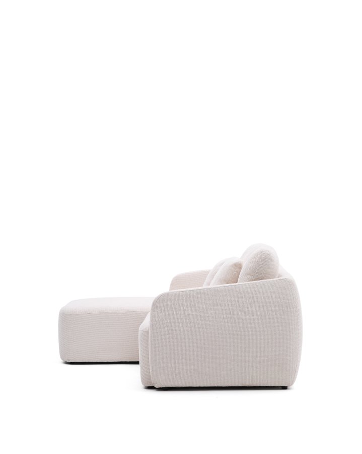 KAVE HOME Laira 3 pers. sovesofa, m. venstre chaiselong - ecru chenille stof (246cm)