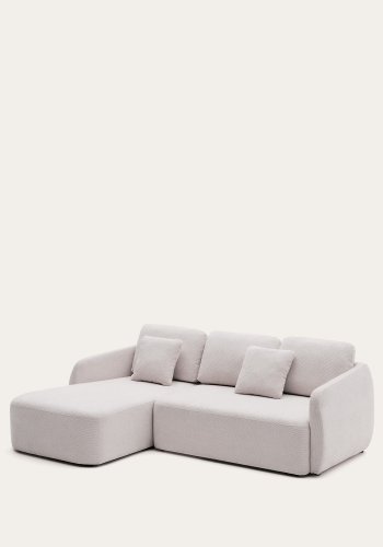 KAVE HOME Laira 3 pers. sovesofa, m. venstre chaiselong - ecru chenille stof (246cm)
