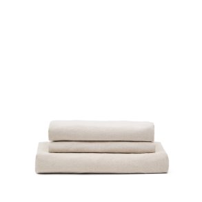 KAVE HOME Zenira 3-personers sofabetrk med beige bomulds- og hrpuder, 230 cm