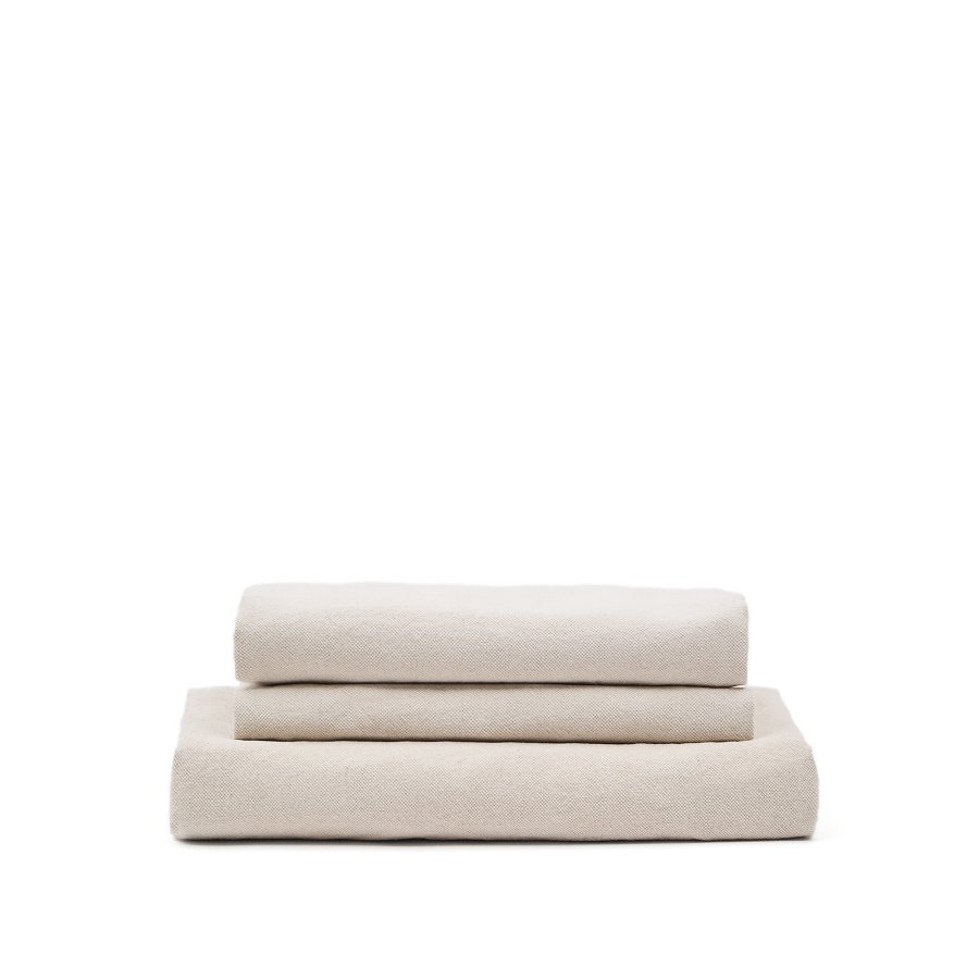 KAVE HOME Zenira 3-personers sofabetrk med beige bomulds- og hrpuder, 230 cm