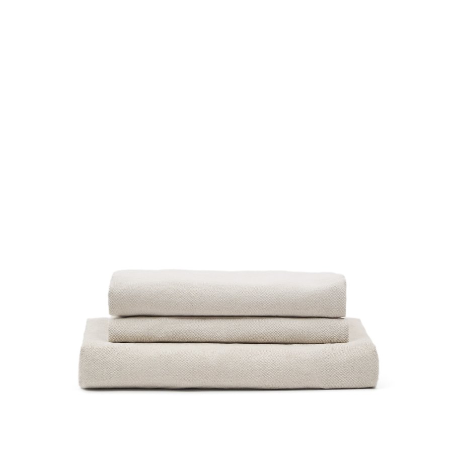 KAVE HOME Zenira 3-personers sofabetrk med beige bomulds- og hrpuder, 230 cm