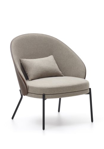 KAVE HOME Eamy lnestol - lysebrun stof, brun askefinér og sort stl