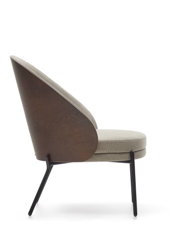 KAVE HOME Eamy lnestol - lysebrun stof, brun askefinér og sort stl