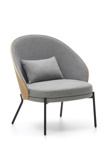 KAVE HOME Eamy lnestol - lysegr stof, natur askefinér og sort stl