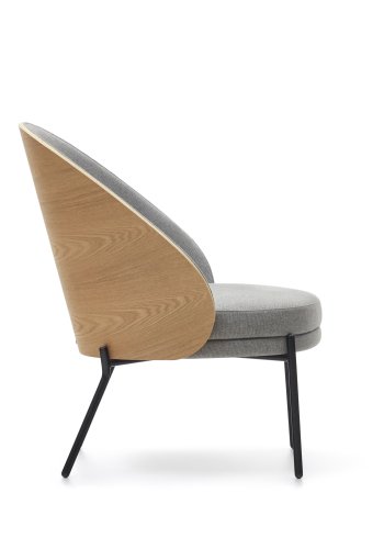 KAVE HOME Eamy lnestol - lysegr stof, natur askefinér og sort stl