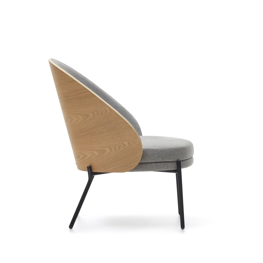 KAVE HOME Eamy lnestol - lysegr stof, natur askefinér og sort stl