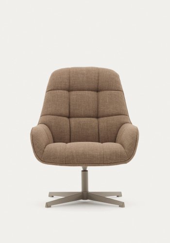 KAVE HOME Jaspe lysebrun drejelig lnestol med grlakeret metal, FSC 100%