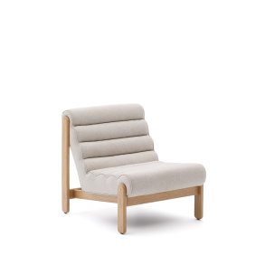 KAVE HOME Magira beige lnestol i massivt egetr med naturlig finish