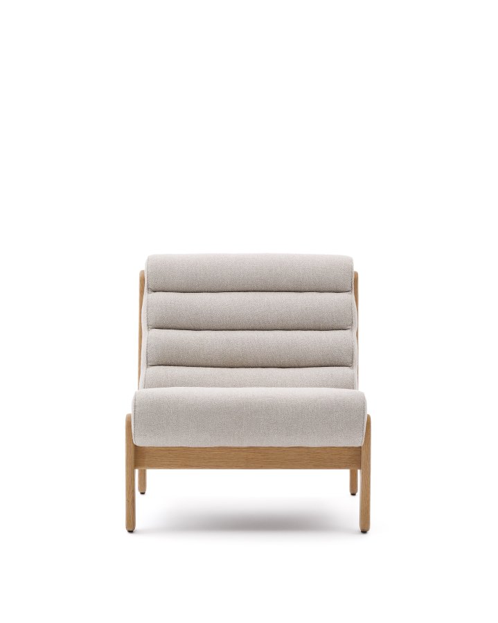 KAVE HOME Magira beige lnestol i massivt egetr med naturlig finish