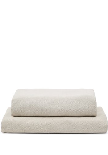 KAVE HOME Zenira fodstttebetrk i beige bomuld og hr, 90 x 90 cm