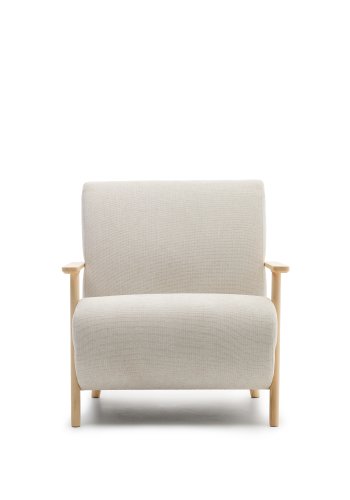 KAVE HOME Meghan lnestol i perle chenille og med massiv bgetr i naturlig finish FSC Mix Cr