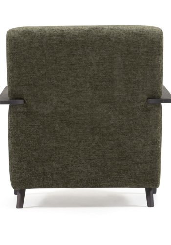 KAVE HOME Marthan lnestol - grn chenille stof og sort asketr