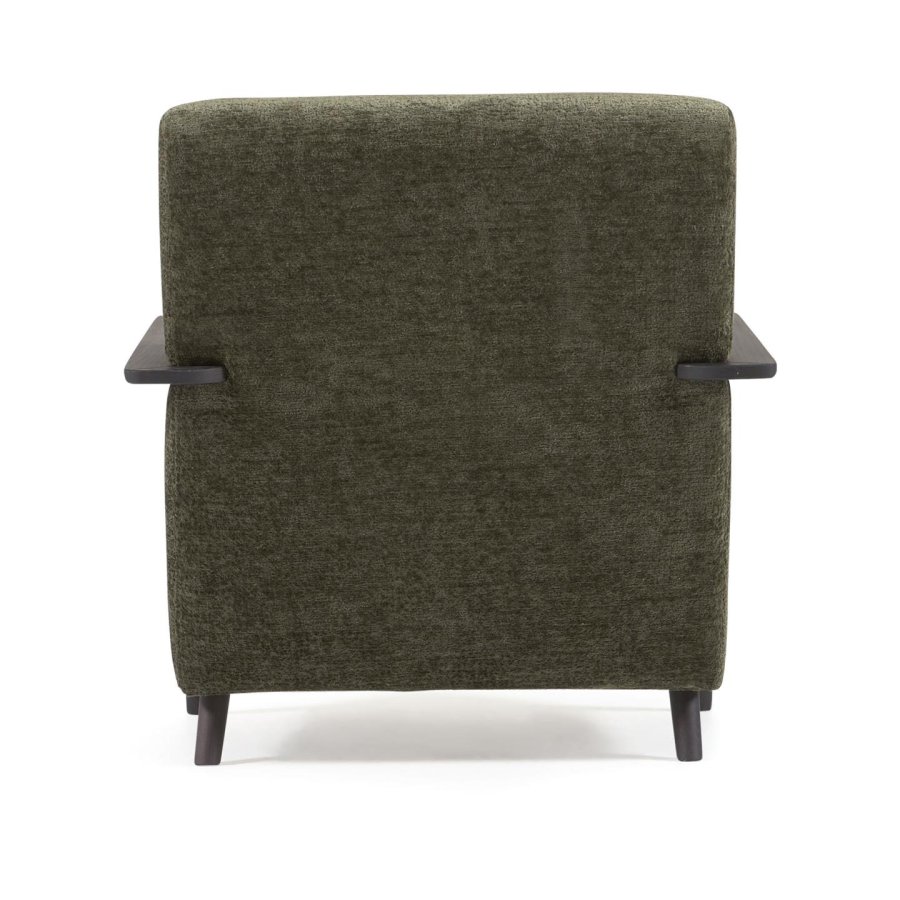 KAVE HOME Marthan lnestol - grn chenille stof og sort asketr