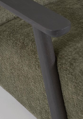 KAVE HOME Marthan lnestol - grn chenille stof og sort asketr