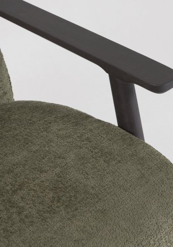 KAVE HOME Marthan lnestol - grn chenille stof og sort asketr