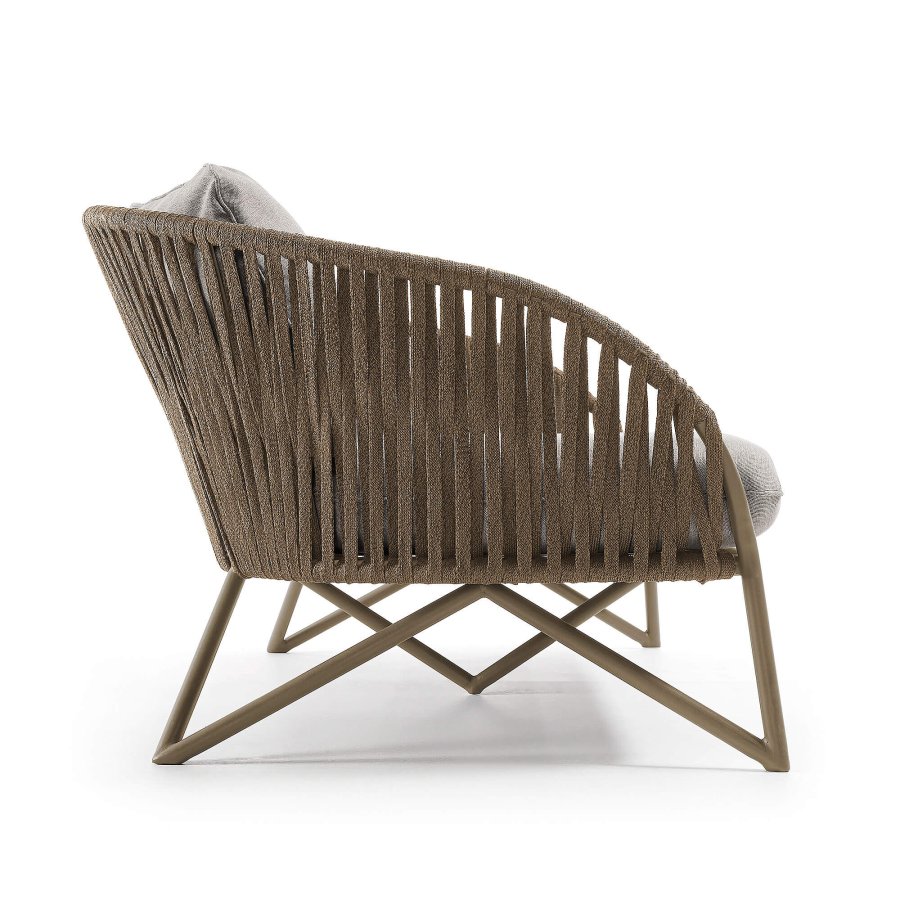 KAVE HOME Branzie sofa - brunt metal og reb, m. grbrune hynder, 3 pers.