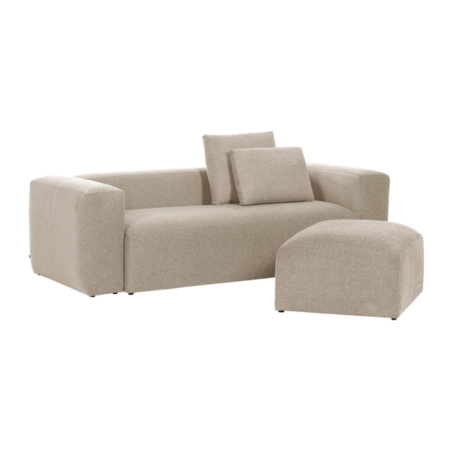 KAVE HOME Blok 3 pers. sofa - beige polyester og stl