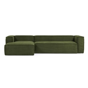 KAVE HOME Blok 3 pers. sofa, m. venstre chaiselong - grn corduroy fljl (330 cm)
