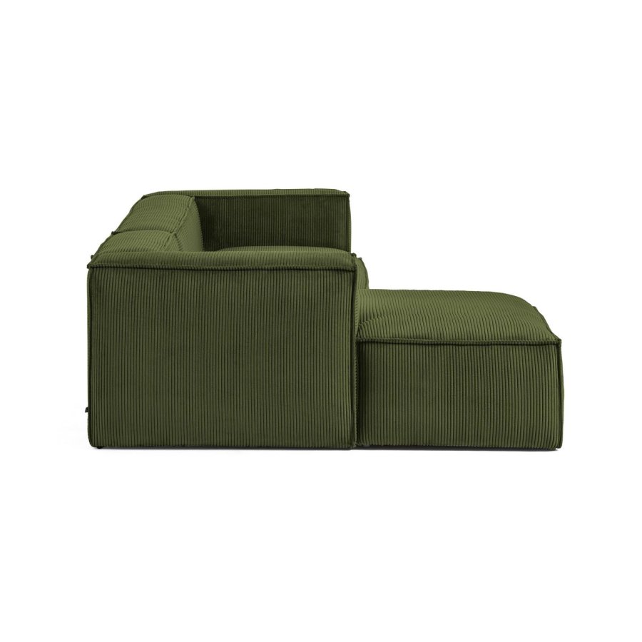 KAVE HOME Blok 3 pers. sofa, m. venstre chaiselong - grn corduroy fljl (330 cm)