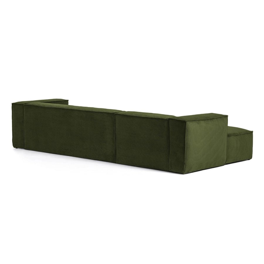 KAVE HOME Blok 3 pers. sofa, m. venstre chaiselong - grn corduroy fljl (330 cm)