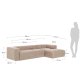 KAVE HOME Blok sofa, m. hjre chaiselong - beige polyester og stl