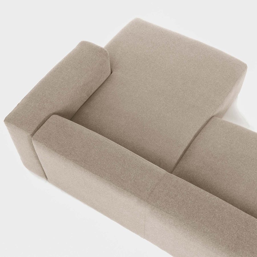 KAVE HOME Blok sofa, m. hjre chaiselong - beige polyester og stl