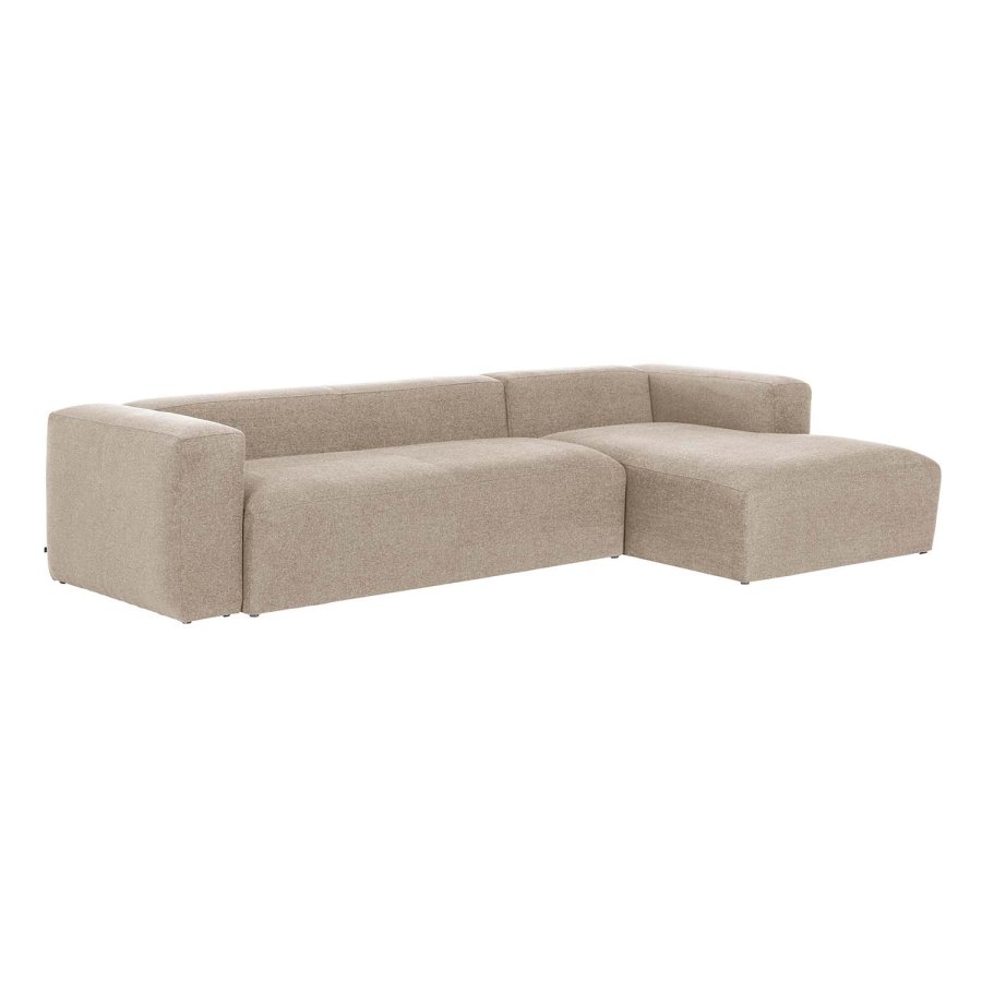 KAVE HOME Blok sofa, m. hjre chaiselong - beige polyester og stl