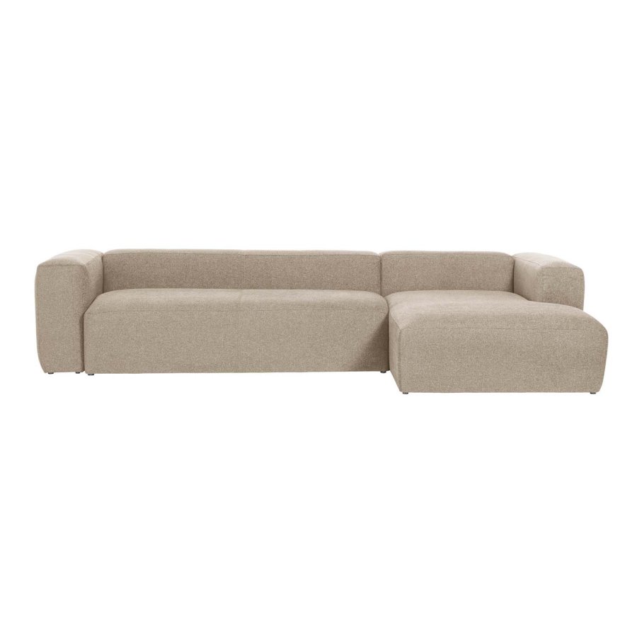KAVE HOME Blok sofa, m. hjre chaiselong - beige polyester og stl