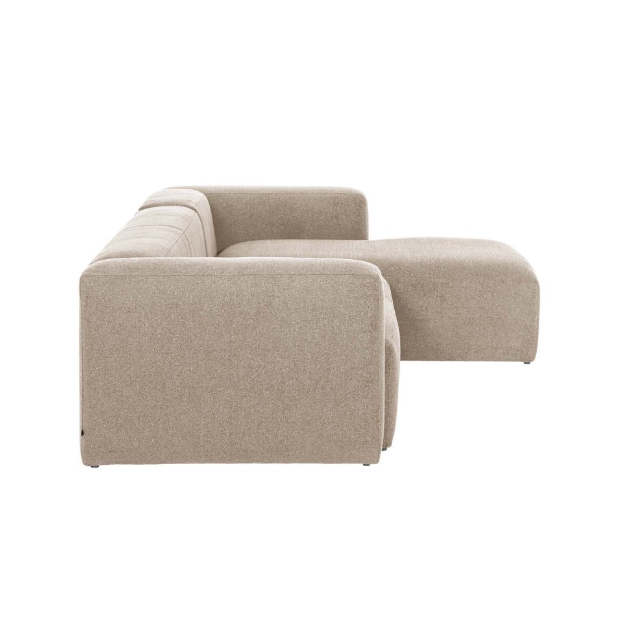 KAVE HOME Blok sofa, m. hjre chaiselong - beige polyester og stl