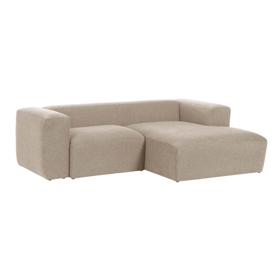KAVE HOME Blok sofa, m. hjre chaiselong - beige polyester og stl