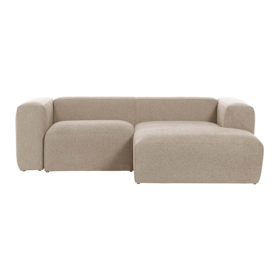 KAVE HOME Blok sofa, m. hjre chaiselong - beige polyester og stl