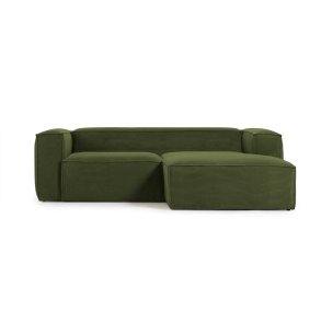 KAVE HOME Blok 2 pers. sofa, m. hjre chaiselong - grn corduroy fljl (240 cm)