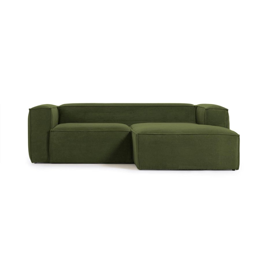 KAVE HOME Blok 2 pers. sofa, m. hjre chaiselong - grn corduroy fljl (240 cm)