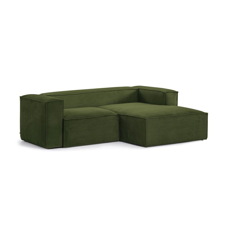 KAVE HOME Blok 2 pers. sofa, m. hjre chaiselong - grn corduroy fljl (240 cm)