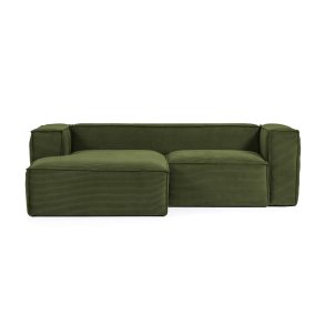KAVE HOME Blok 2 pers. sofa, m. venstre chaiselong - grn corduroy fljl (240 cm)