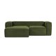 KAVE HOME Blok 2 pers. sofa, m. venstre chaiselong - grn corduroy fljl (240 cm)